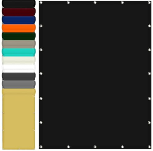 Markisenstoffe Meterware 1.4 x 2.4 m Wasserdicht Sonnenschutz Balkon Reißfest UV-Schutz nach Mass Polyestergewebe Mit Seil Sonnenschutz Markise für Pool und glasdach, Schwarz
