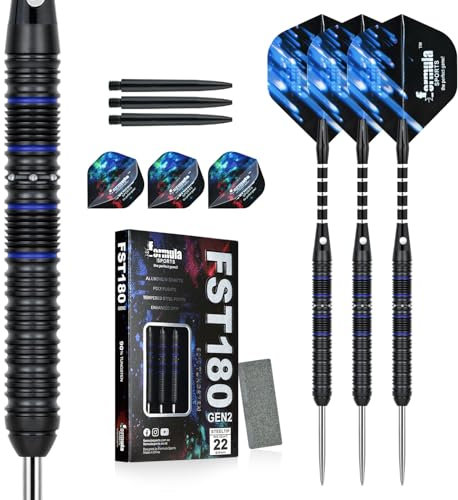 Formula Sports Dartpfeile mit Metallspitze 90% Tungsten Steel-Dartpfeile 3 Stück Profi Steeldarts in 21, 22, 23, 24 Gramm