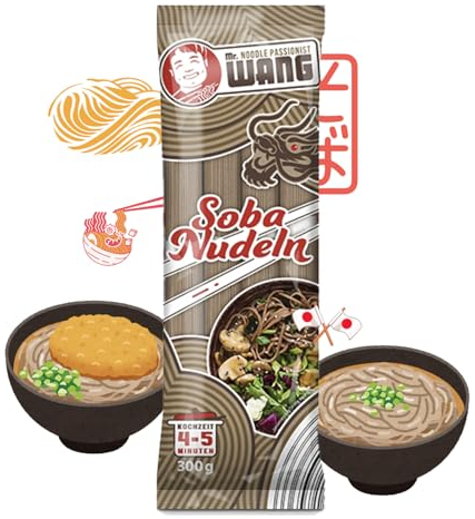 Mr. WANG Soba Nudeln 10 x 300g - Japanische Weizennudeln mit herb-nussigem Geschmack aus Buchweizen für Suppen und Wok Gerichte - Vegan