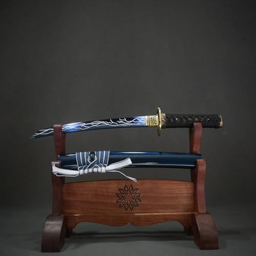 55cm langes Samurai-Wakizashi mit Scheide,1065er Hochmanganstahl,gebläute Handwerkskunst mit Blitzmuster,japanisches Trainingsschwert,handgefertigtes Kurzschwert,für Kendo,Geschenke,Sammeln,Ausstellen