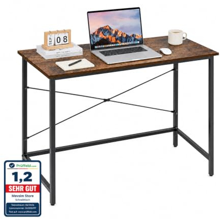 Mevsim Store [ Test SEHR GUT, Note 1.2 *] Schreibtisch 100 x 45 x 75 cm - Computertisch Holzoptik mit Metallgestell - PC Tisch kompakt - Bürotisch Home Office Arbeitstisch für Büro, Wohnzimmer