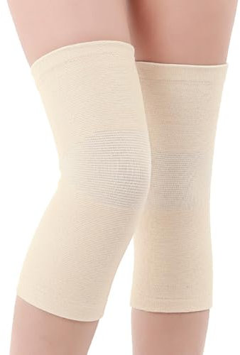 VASANA 1 paio di ginocchiere elastiche a compressione, unisex, per sport, basket, danza, ciclismo, arrampicata, yoga (beige), Colore della pelle, M