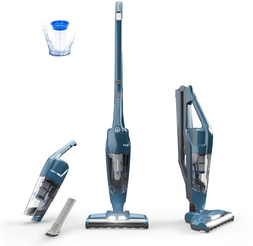 Vacmaster Portable 10.8V 2-in-1 Cordless Stick Lightweight Vacuum Cleaner with 2-Speed Power Control and LED Headlight for Hardwood Floor, Carpet & Pet Hair, Blue