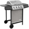 Tidyard Barbecue Gril à gaz avec 4 brûleurs Noir et argenté