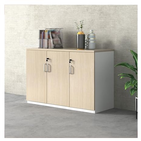 Holzschrank mit 3 Türen und Schloss, 1,2 m, Büro-Aktenschrank für Datenspeicherung, Büro, Aktenschrank