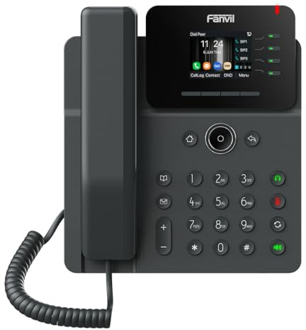 Fanvil V61W Business-IP-Telefon, 2,4 Zoll HD-Farbbildschirm, 4 SIP-Leitungen, 6-Wege-Audiokonferenz, HD-Audio, 2 Gigabit-Ports, WLAN 6, Bluetooth 5.4