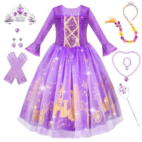 WIKITOT Robe de princesse violette pour fille (taille M)