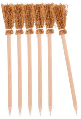 NAMOARLY 6 Piezas lápiz de Bruja bolígrafos mecánico sostiene Novedad Pluma Manejar Escoba Suministros para la Fiesta Suministros de Escritura lápices pequeños lapices Madera de Pino Beige