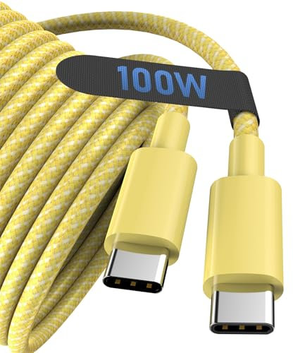 USB C to USB C Cable 3M, 100W USBC to USBC Cord, Type C to C Charger Cable Fast Charging for iPhone 16 15 Pro Max Plus, for Samsung Galaxy S24 S23 S22, for MacBook/iPad, Pixel -Yellow