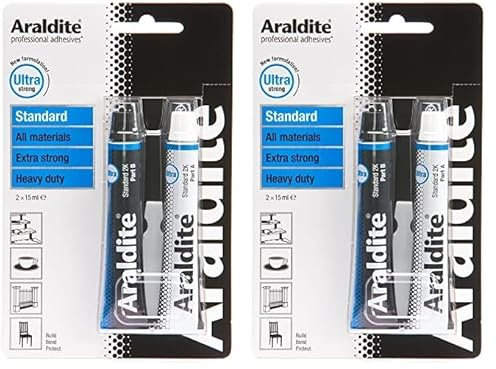 Araldite | Standard 2-Part Epoxy Resin Glue | Ultra Strong, Multipurpose & Solvent-Free Adhesive Works as Ceramic, Plastic, Metal, Jewellery & Glass Glue | For Durable Bonding & Repairs | 15ml