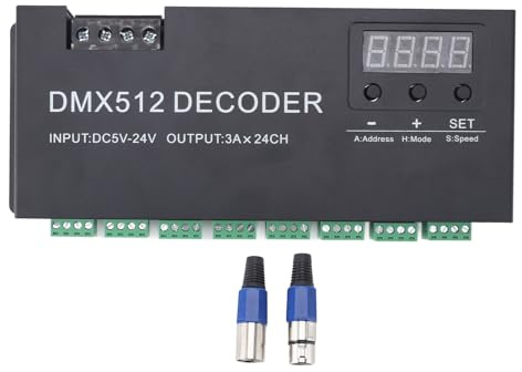 DMX Decoder 24 Channel Digital Anzeige Dimming Treiber LED DMX512 -Controller für RGB Strip Light DC 5‑24V
