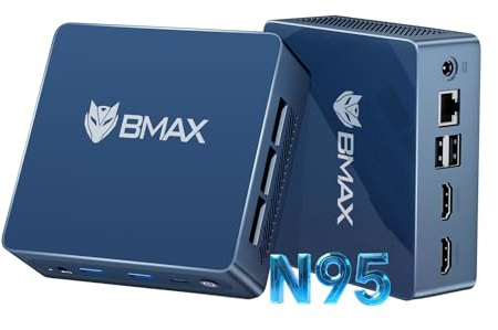 BMAX Mini PC Intel N95(Beats R2544/3550H, 3.4GHz) 12GB RAM DDR5 512GB SSD | Win 11 Pro, Mini Desktop Computer 4K Dual Display, HDMIx2/USB3.2/Type-C/WiFi 5/BT5.0, Micro PC for Office, Home, B4Plus