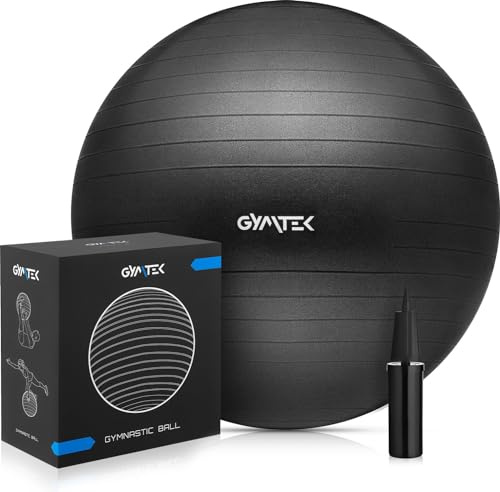 Gymtek Gymnastikball mit Luftpumpe Pumpe – Sitzball – Trainingsball - Balance Stuh - Yoga – Fitness – Ballpumpe - Core-Training – Yogaball – Pilatesball – Übungsball