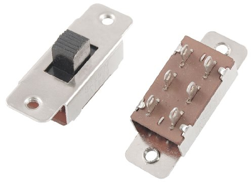sourcing map 5 Piezas Encendido/Apagado/encendido 3 Posiciones DPTD 2P2T PCB Panel Interruptor Deslizante 6A/125 V 3A/250V AC