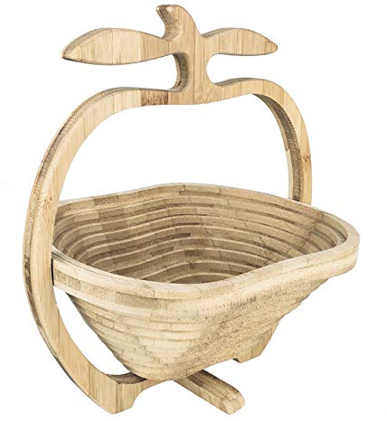 GMMH Panier Pliable en Bambou Bol décoratif, Bol de Fruits, en Bois Apple 2