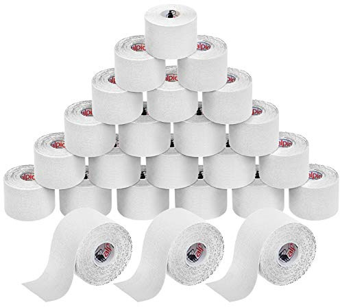 ALPIDEX Kinesiologie Tape Weiß 24 Rollen 5 m x 5 cm Physio Sport Set | Physiotape, Muskeltape, elastisch, wasserfest, latexfrei, Baumwolle, Knie, Rücken, Nacken, Schulter, Handgelenk, Ellenbogen