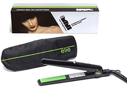 Mini plancha de pelo compacta elie, ideal para cabello corto, tamaño de viaje, doble voltaje, perfecta para peinar mientras viajas. (verde neón)