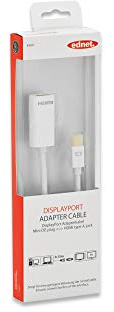 ednet 84507 Mini DisplayPort Grafik Adapter, mDP zu HDMI Typ A, Full HD 60Hz, 1920x1080 Pixel, Weiß