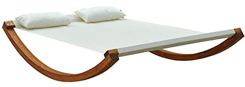 Outsunny Garden Day Rocking Bed Sun Lounger Patio Furniture Hammock With Pillows Wood