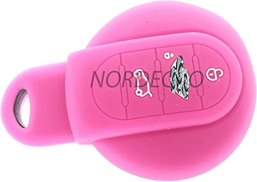 PROTECTEUR DE CLÉ, EN SILICONE GRADÉ DE HAUTE QUALITÉ, POUR CLÉ DE MINI COOPER F56 COOPER COOPER S CLUBMAN PACEMAN COUNTRYMAN JCW, CLÉ TÉLÉCOMMANDE 3 BOUTONS (ROSE CHAUD)