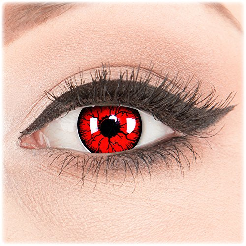 Funnylens Rote Kontaktlinsen 'Metatron' MIT STÄRKE - 1 Paar Farbige Crazy Fun Motivlinsen inkl. Behälter -4,50