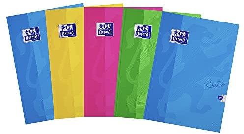 Oxford A4 192 Page Hardback Casebound Notebook Assorted Colours, Pack of 5