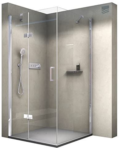 BERNSTEIN - Cabine de douche porte battante 120x80x195cm verre trempé ESG 8mm anticalcaire, Profilé Chrome, Ouverte porte vers la gauche - DX403