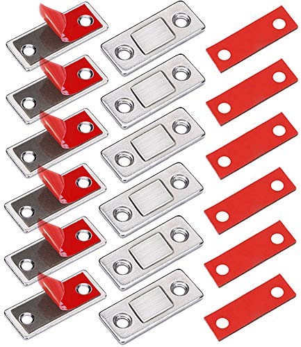 Cabinet Door Magnets Jiayi 6 Pack Ultra Thin Cupboard Magnetic Door Catch Small Drawer Magnet Metal Wardrobe Door Magnetic Latch Adhesive Magnet for Kitchen Closet Sliding Door Closure