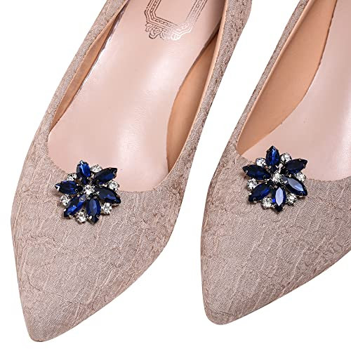 EVER FAITH Damen Schuhclips Strass-Kristall Schuhschnalle Brosche Deko-Anhänger für Kleiderhut/Schuh/Kleidung Navy blau