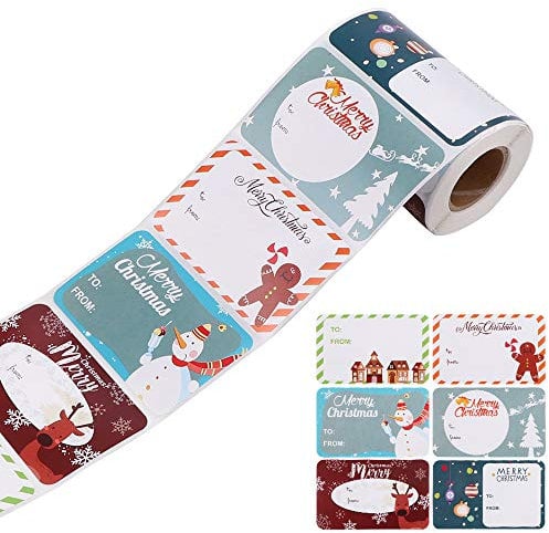 Xmas Tag Stickers 250pcs Rolls Christmas Self Adhesive Gift Stickers