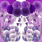 Recosis Geburtstags Dekorationen, Violett Party Dekorationen für Geburtstag Banner Vorhänge Papier Pompons und Fans Girlande Luftballons für Geburtstagsfeier Dekorationen