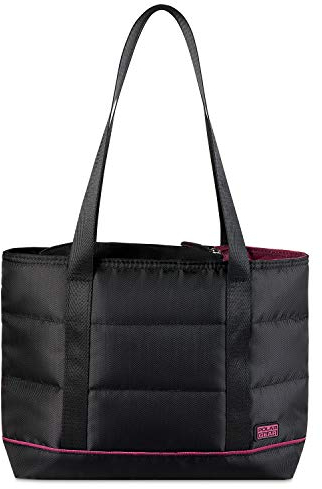 Polar Gear Small Lunch Tote Bag – Dual compartment Insulated Meal Bag & Bottle Holder – Keeps Food & Drink Hot or Cold – Wipe Clean PEVA Lining & Leakproof Seams,Black,27 x 33cm