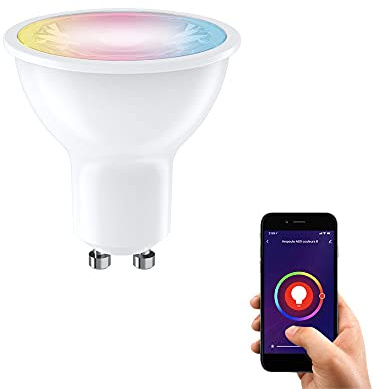 Xanlite Kozi LED-Leuchtmittel, GU10, Spot, 5 W, GU10, LED, mit Dimmung von Farbe und Helligkeit, vernetzte Glühbirne, Alexa und Google Home – KG50SRVBCCT