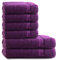 Müskaan 6-TLG Premium Frottee Handtücher Duschtücher Set 100% Baumwolle Aubergine