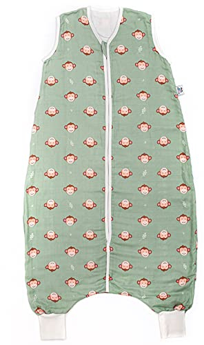 Hosenmax Sommerschlafsack mit Beinen - Kinderschlafsack für warme & kalte Nächte – TOG 1.0 - Übergangs Schlafsack mit Füßen - Frecher Affe Größe 90 cm