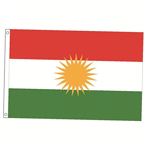 Froiny Drapeau Kurde Drapeau Kurdistan Drapeau Kurde Polyester Drapeau Suspendu Bannes 2 Côtés Imprimés 90 * 150cm, Rayures Vertes Blanches Rouges