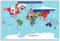 Poster carte du monde avec drapeaux des pays pour enfants (petite taille 33 x 48,3 cm, carte du monde laminée) parfaite pour l'école, la salle de classe ou la maison