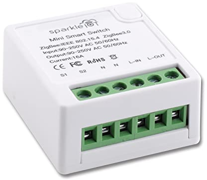 ALIXO Zigbee WiFi Mini Smart Switch Relais Modul 2 Wege Dual-Mode Steuerung 16A Schalter für Smart Home Automatisierung, Funktioniert mit Alexa Home