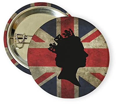 stika.co Queen 's Platinum Jubilee Celebration Badge Queen Elizabeth II Silhouette Pin Button Badge Union Jack 38mm Chest Pin, Metall