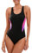Veranobreeze Damen Sport Badeanzug Racerback Schwarz Sport Bademode(Rosa & Lila, EU44)