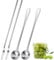 Didaey 4 Pcs 8.7 Inch Pickle Fork and Olive Spoon Strainer Set Stainless Steel Long Handle Pick Jar Serving Spoon with Drain Hole Spoon Prong for Onion Cucumber Arugula (Classic Style)