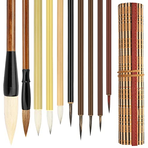 Linkstyle 10 Pinceaux de Calligraphie Chinoise, Tailles Mixtes Japonais Sumi éCriture Pinceaux de Dessin pour DéButants