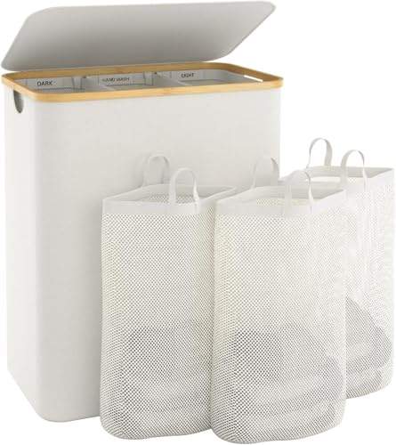 Hampers for Laundry Basket with Lid, 145L Large Laundry Hamper 3 Section