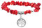 Manfnee Bracelet à Breloque d'arbre de vie Corail Rouge Pierre Naturelle Irrégulière Femme Elastique