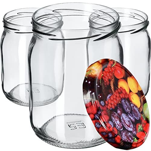 KADAX 24st Einmachgläser 540ml mit fi82 mm Schraubdeckel für Einlegen, Einmachen, Konservieren und Mahlzeitenvorbereitung - Luftdichte Twist-off Gläser (Obst, 24 St.)