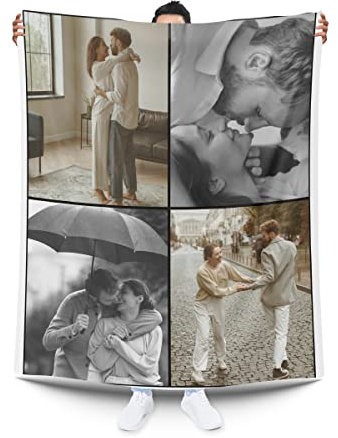 Manta Collage Personalizada con Foto y Texto. Manta Polar Personalizada |E&B PORRAS (4 Imágenes)