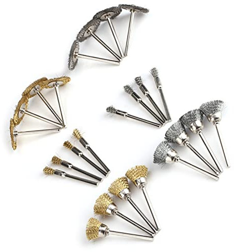 Cepillo de Alambre de Acero Cepillo de Acero Acero Inoxidable, Latón 24 Piezas Cepillos de Pulido de Rueda de Alambre de Latón de Acero Inoxidable para Amoladora