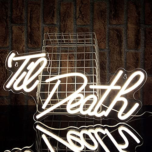 PILOYINDE Til Death Hochzeits Leuchtreklame Romantischer Text Neon Schild Led Schild Personalisierte USB-betriebene Led Schilder für Hochzeit Verlobung Feiertagsdekoration