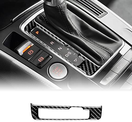 KUNGKIC Kohlefaser für Audi Schalttafel Abdeckung Getrieberahmen Aufkleber Gangschaltung Paneel Innenraum Dekorativ Compatible with Audi Q5 A4 A5 2013 2014 2015 2016 Zubehör Schwarz
