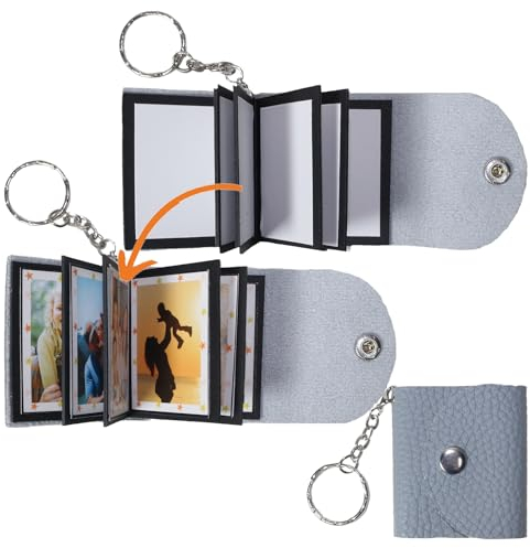 Mini porte-clés photo, petit porte-clés personnalisé en cuir avec photo à mémoire de forme, album personnalisé, mini porte-clés mignon avec livre d'images pour famille, petit ami, couples, chien,